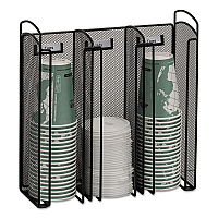 Safco Onyx Breakroom Organizers, 3 Compartments, 12.75 x 4.5 x 13.25, Steel Mesh, Black (SAF3292BL)