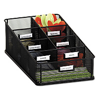 Safco Onyx Breakroom Organizers, 7 Compartments, 16 x 8.5 x 5.25, Steel Mesh, Black (SAF3291BL)