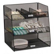 Safco Onyx Breakroom Organizers, 3 Compartments,14.63 x 11.75 x 15, Steel Mesh, Black (3293BL)