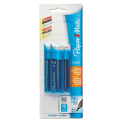 Paper Mate Lead Refills, 0.5 mm, HB, Black, 35/Tube, 3 Tubes/Pack (PAP66400PP)