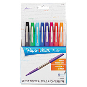 Paper Mate Flair Felt Tip Porous Point Pen, Stick, Extra-Fine 0.4 mm, Assorted Ink and Barrel Colors, 8/Pack (PAP1927694)