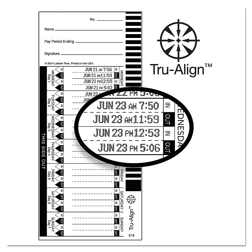 Time Clock Cards for Lathem Time 1600E, One Side, 4 x 9, 100/Pack (LTH16100)