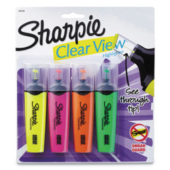 Sharpie Clearview Tank-Style Highlighter, Assorted Ink Colors, Chisel Tip, Randomly Assorted Barrel Colors, 4/Set (1912769)