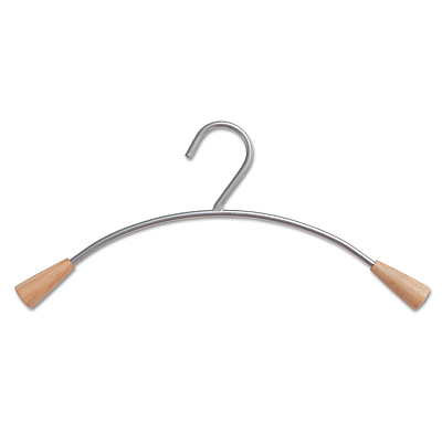 Alba Metal and Wood Coat Hangers, 16.8", Metallic Gray/Mahogany, 6/Set (ABAPMCIN6)