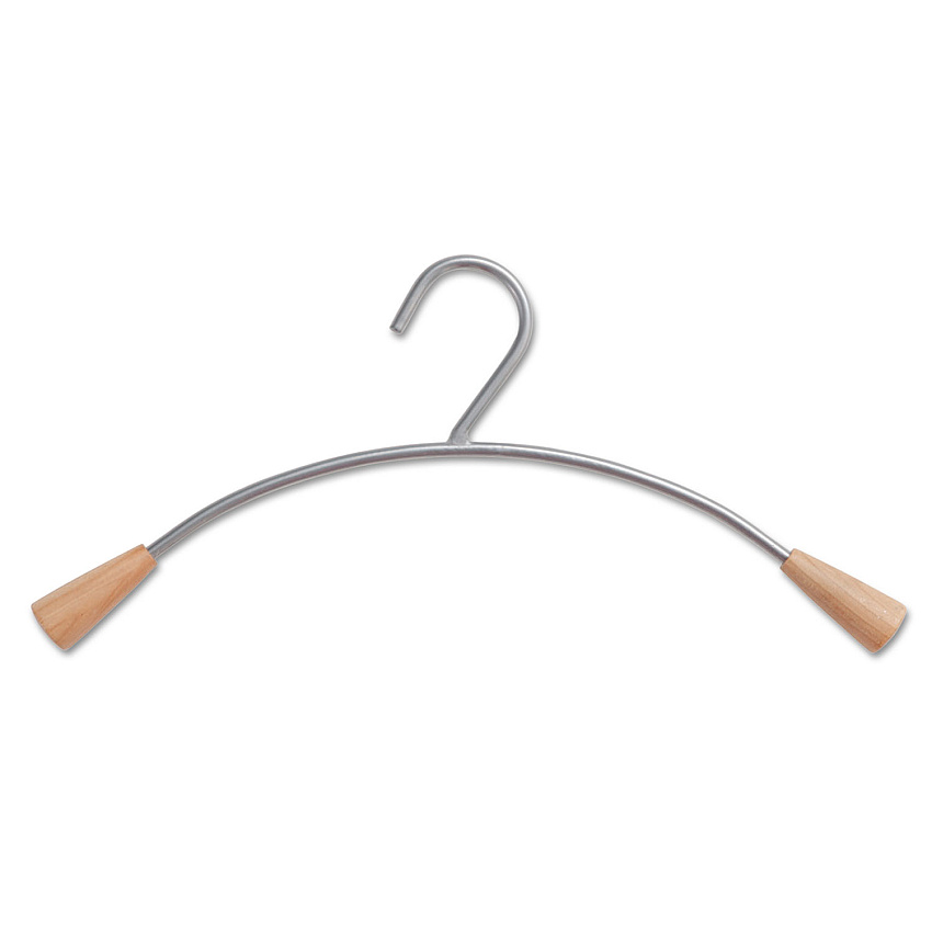 Alba Metal and Wood Coat Hangers, 16.8", Metallic Gray/Mahogany, 6/Set (ABAPMCIN6)