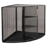 Rolodex Mesh Corner Desktop Shelf, Five Sections, 20 x 14 x 13, Black (62630)