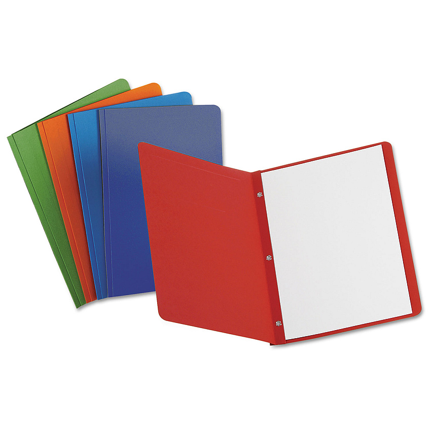 Oxford Title Panel and Border Front Report Cover, Three-Prong Fastener, 0.5" Capacity, 8.5 x 11, Assorted/Assorted, 25/Box (OXF52513)