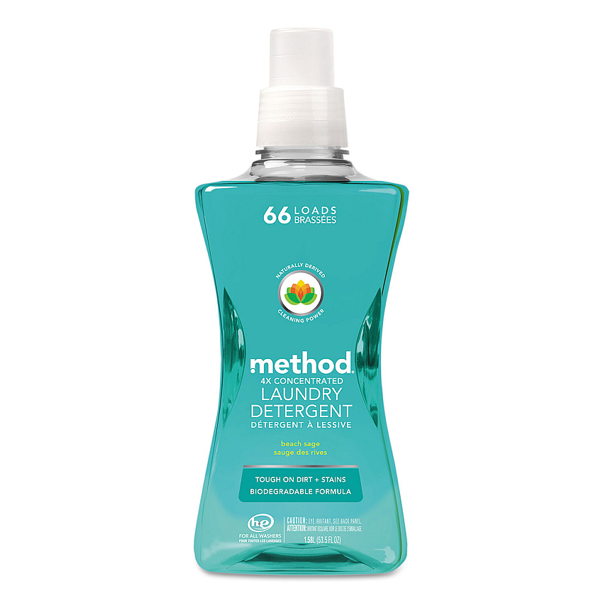 Method 4X Concentrated Laundry Detergent, Beach Sage, 53.5 oz Bottle (MTH01489EA)