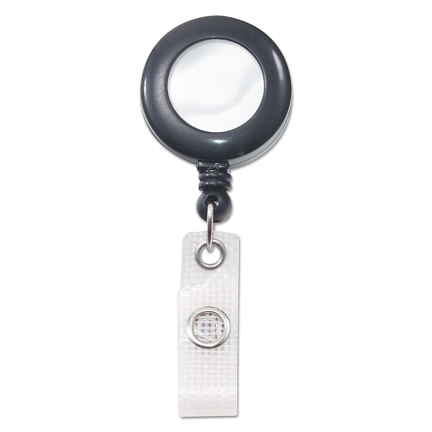 Advantus Deluxe Retractable ID Reel with Badge Holder, 24" Extension, Black, 12/Box (AVT75407)