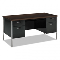 HON 34000 Series Double Pedestal Desk, 60" x 30" x 29.5", Mocha/Black (34962MOP)