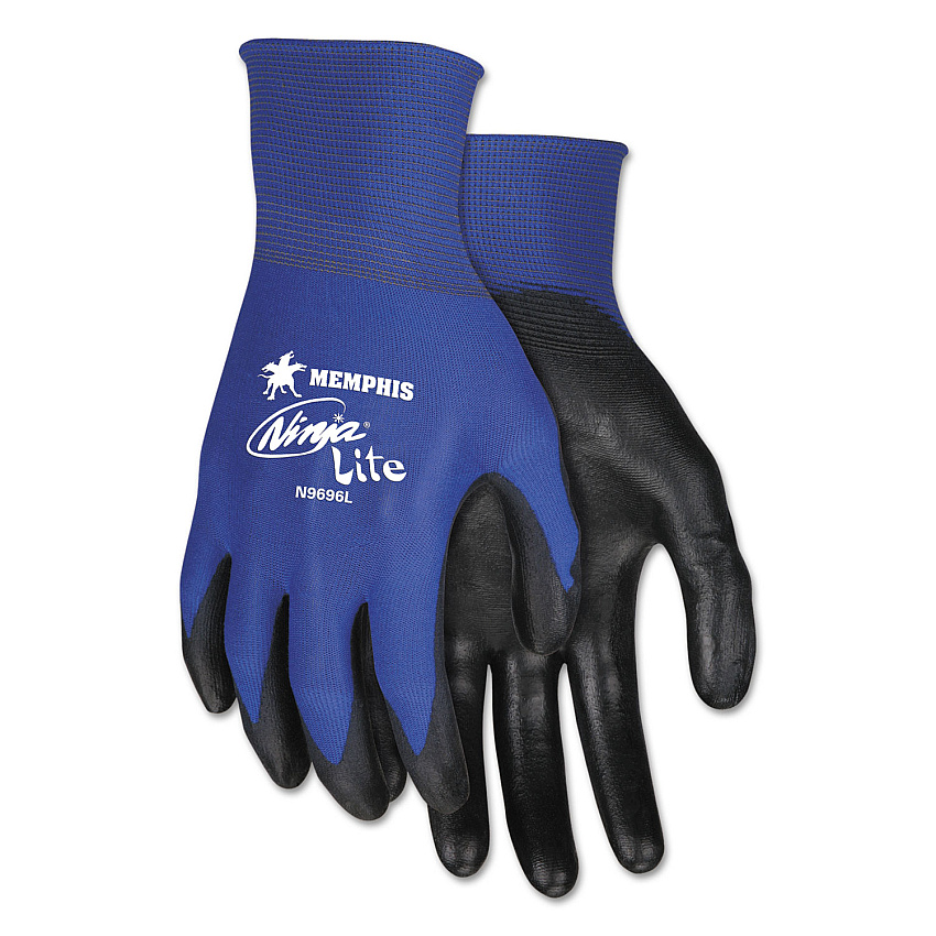 MCR Safety Ultra Tech TaCartonile Dexterity Work Gloves, Blue/Black, Large, Dozen (CRWN9696L)