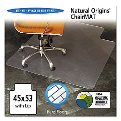 ES Robbins Natural Origins Chair Mat with Lip For Hard Floors, 45 x 53, Clear (ESR143012)