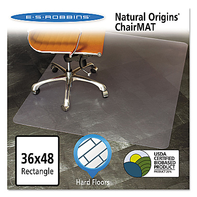 ES Robbins Natural Origins Chair Mat for Hard Floors, 36 x 48, Clear (ESR143007)