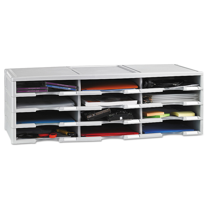 Storex Literature Organizer, 12 Compartments, 10.63 x 13.3 x 31.4, Gray (STX61601U01C)