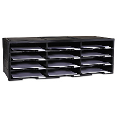 Storex Literature Organizer, 12 Compartments, 10.63 x 13.3 x 31.4, Black (STX61602U01C)