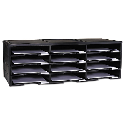 Storex Literature Organizer, 12 Compartments, 10.63 x 13.3 x 31.4, Black (STX61602U01C)