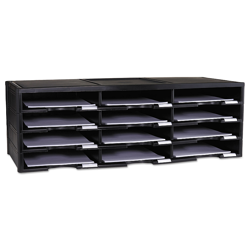 Storex Literature Organizer, 12 Compartments, 10.63 x 13.3 x 31.4, Black (STX61602U01C)