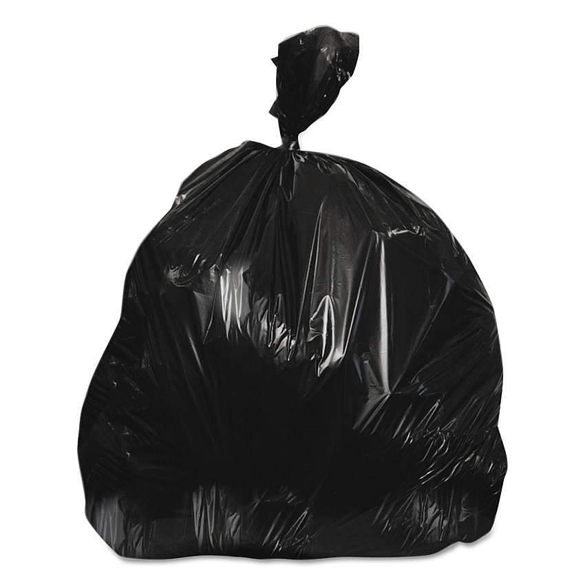 Heritage High-Density Waste Can Liners, 30 gal, 10 mic, 30" x 37", Black, 25 Bags/Roll, 20 Rolls/Carton (HERZ6037MKR02)