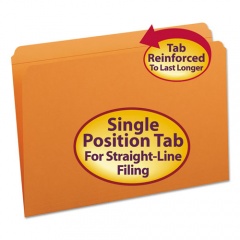 Smead Reinforced Top Tab Colored File Folders, Straight Tabs, Legal Size, 0.75" Expansion, Orange, 100/Box (17510)