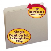 Smead Reinforced Top Tab Colored File Folders, Straight Tabs, Letter Size, 0.75" Expansion, Gray, 100/Box (12310)