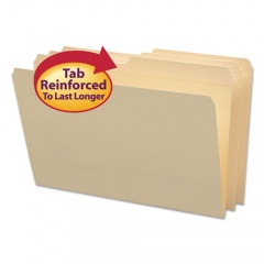 Smead Reinforced Tab Manila File Folders, 1/2-Cut Tabs: Assorted, Legal Size, 0.75" Expansion, 11-pt Manila, 100/Box (15326)