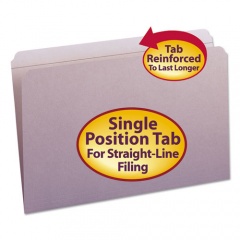 Smead Reinforced Top Tab Colored File Folders, Straight Tabs, Legal Size, 0.75" Expansion, Lavender, 100/Box (17410)