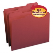 Smead Reinforced Top Tab Colored File Folders, 1/3-Cut Tabs: Assorted, Letter Size, 0.75" Expansion, Maroon, 100/Box (13084)