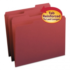 Smead Reinforced Top Tab Colored File Folders, 1/3-Cut Tabs: Assorted, Letter Size, 0.75" Expansion, Maroon, 100/Box (13084)