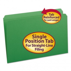 Smead Reinforced Top Tab Colored File Folders, Straight Tabs, Legal Size, 0.75" Expansion, Green, 100/Box (17110)