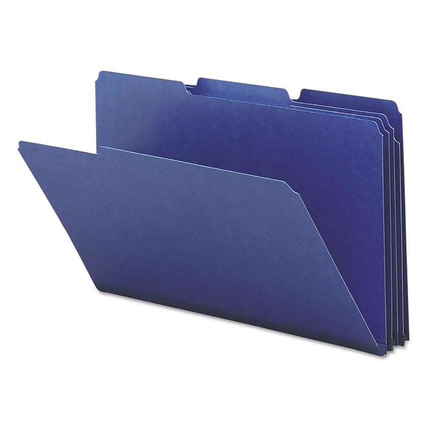 Smead Expanding Recycled Heavy Pressboard Folders, 1/3-Cut Tabs: Assorted, Legal Size, 1" Expansion, Dark Blue, 25/Box (SMD22541)
