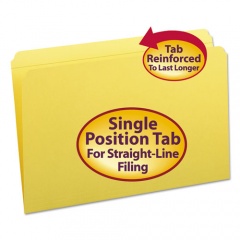 Smead Reinforced Top Tab Colored File Folders, Straight Tabs, Legal Size, 0.75" Expansion, Yellow, 100/Box (17910)