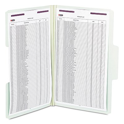 Smead SuperTab Pressboard Fastener Folders with Two SafeSHIELD Fasteners, 2" Expansion, Legal Size, Gray-Green, 25/Box (SMD19981)