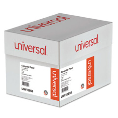 Universal Printout Paper, 1-Part, 15 lb Bond Weight, 14.88 x 11, White/Green Bar, 3,000/Carton (15850)