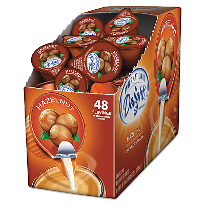 International Delight Flavored Liquid Non-Dairy Coffee Creamer, Hazelnut, 0.4375 oz Cup, 48/Box (ITD02283)