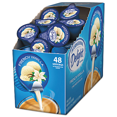 International Delight Flavored Liquid Non-Dairy Coffee Creamer, French Vanilla, 0.4375 oz Cup, 48/Box (ITD02282)