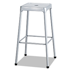 Safco Bar-Height Steel Stool, Backless, Supports Up to 250 lb, 29" Seat Height, Silver (SAF6606SL)