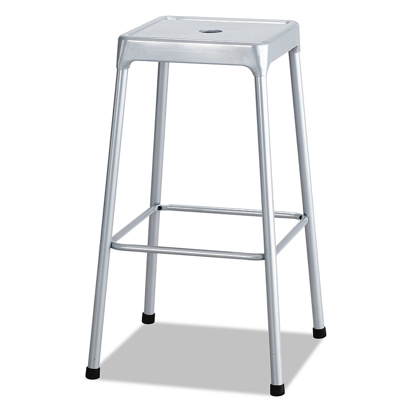 Safco Bar-Height Steel Stool, Backless, Supports Up to 250 lb, 29" Seat Height, Silver (SAF6606SL)