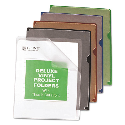 C-Line Deluxe Vinyl Project Folders, Letter Size, Assorted Colors, 35/Box (CLI62150)