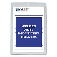 C-Line Clear Vinyl Shop Ticket Holders, Both Sides Clear, 25 Sheets, 5 x 8, 50/Box (CLI80058)