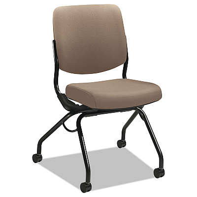 HON Perpetual Series Folding Nesting Chair, Supports Up to 300 lb, 19.13" Seat Height, Morel Seat, Morel Back, Black Base (HONPN1AUUCU24T)