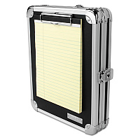 Vaultz Locking Storage Clipboard, 0.38" Clip Capacity, Holds 8.5 x 11 Sheets, Black/Chrome (IDEVZ00151DAS)