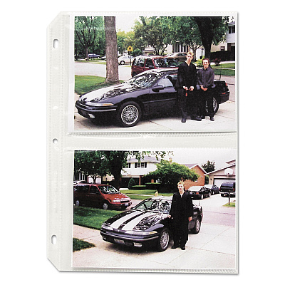 C-Line Clear Photo Pages for Four 5 x 7 Photos, 3-Hole Punched, 11.25 x 8.13, 50/Box (CLI52572)
