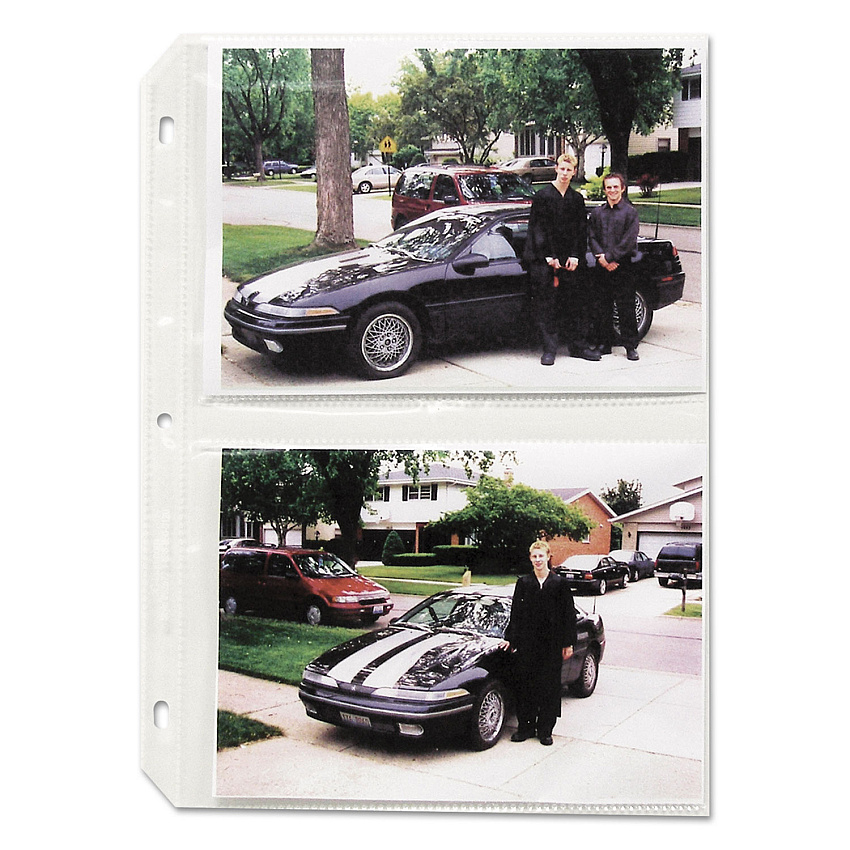 C-Line Clear Photo Pages for Four 5 x 7 Photos, 3-Hole Punched, 11.25 x 8.13, 50/Box (CLI52572)