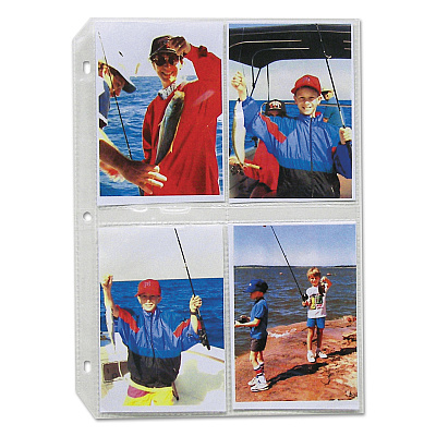 C-Line Clear Photo Pages for Eight 3.5 x 5 Photos, 3-Hole Punched, 11.25 x 8.13, 50/Box (CLI52584)