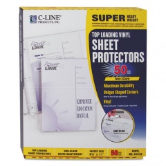 C-Line Super Heavyweight Vinyl Sheet Protectors, Nonglare, 2 Sheets, 11 x 8.5, 50/Box (61018)