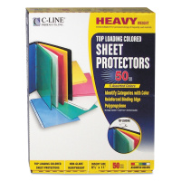 C-Line Colored Polypropylene Sheet Protectors, Assorted Colors, 2", 11 x 8.5, 50/Box (CLI62010)