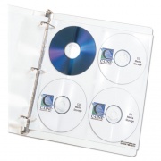 C-Line Deluxe CD Ring Binder Storage Pages, Standard, 8 Disc Capacity, Clear/White, 5/Pack (61948)