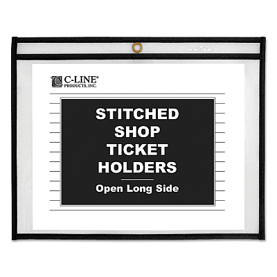 C-Line Shop Ticket Holders, Stitched, Both Sides Clear, 75 Sheets, 12 x 9, 25/Box (CLI49912)