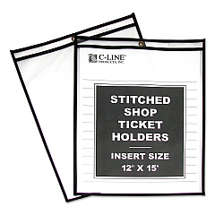 C-Line Shop Ticket Holders, Stitched, Both Sides Clear, 75", 12 x 15, 25/BX (CLI46125)