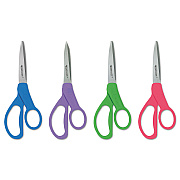 Westcott Student Scissors with Antimicrobial Protection, Pointed Tip, 7" Long, 3" Cut Length, Randomly Assorted Handle Color (ACM14231)